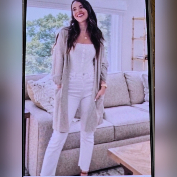 DONNI. Sandwash Cardigan NWT Long Open Front Cotton Blend Size OS - Picture 3 of 9